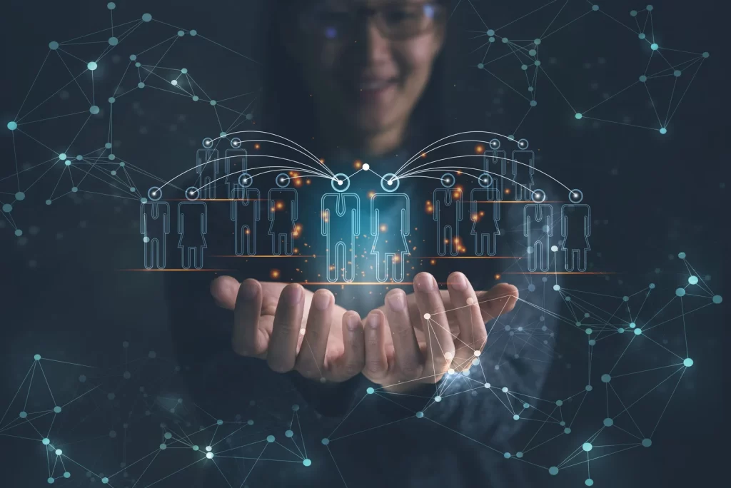 a-person-holding-a-smart-device-in-their-hands-fractal-human-silhouette-clipart-bustling-with-people-featured-on-pexels-interconnections-anthropomorphic-humanoid-frame-around-picture-server-spotlight-on-subject-ethnic-origin-commercially-ready-connections